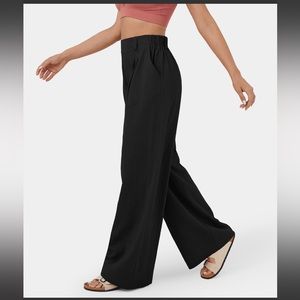 Halara High Waisted Side Pocket Wide Leg Flowy Solid Palazzo Casual Cotton Pants